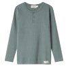 Dětské triko z modalu s dlouhým rukávem a knoflíčky "Dusty Green" MarMar