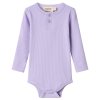 Dětské body z modalu s dlouhým rukávem a knoflíčky "Soft Lavender" MarMar