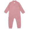 Merino overal s dlouhým rukávem v růžové barvě - pro aktivní pohyb dětí, pohled zezadu