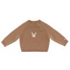 Dětský merino svetr v hnědé barvě s výšivkou zajíčka od Donsje