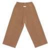 Dětské merino kalhoty s širokými nohavicemi v hnědé barvě od znašky Donsje - pohled zezadu