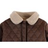 Dětská prošívaná bunda na zimu a podzim od značky Donsje - v hnědé barvě s beránkovým límečkem - detail límečku zepředu