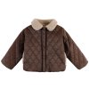 Dětská prošívaná bunda na zimu a podzim od značky Donsje - v hnědé barvě s beránkovým límečkem