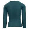 Žebrované merino triko v zeleno-modré barvě s dlouhým rukávem pro děti - pohled zezadu