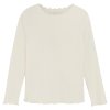 Dívčí tričko s dlouhým rukávem ze směsi modalu a organické bavlny v krémové barvě