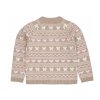 Dívčí vlněný kardigan v béžové barvě s roztomilými vzory v růžové - zezadu