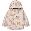 Dětská nepromokavá bunda s kapucí v béžové barvě s pejsky a kočičkami od Liewood - pohled zepředu