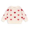 Dětský svetr s červenými srdíčky v krémové barvě od Konges Sløjd