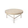 Kulatý konferenční stolek z béžové práškově lakované oceli s deskou z travertinu od ferm LIVING