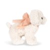 Plyšové štěňátko v krémové barvě s růžovou mašličkou