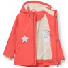 Dětská zateplená nepromokavá bunda v korálové barvě od Mini A Ture - rozepnutá s vnitřní fleecovou podšívkou