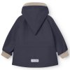 Dětská zateplená nepromokavá bunda Matwai od Mini A Ture v tmavě modré barvě - zezadu, pohled na kapuci a reflexní prvky