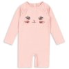 Dětský plavkový overal s dlouhým rukávem v růžové barvě s kočičkou