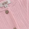 Dívčí mušelínové šaty v růžové barvě se zapínáním na knoflíky