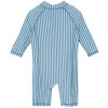 Dětský plavkový overal s dlouhým rukávem a modrými proužky