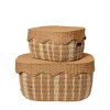 Ratanový koš Rivan s víkem - 2 kusy od ferm Living
