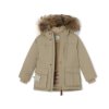 Technicky špičková bunda na zimu pro děti v béžové barvě od značky Mini A Ture - s kožíškem na kapuci