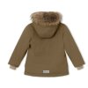 Technicky špičková bunda na zimu pro děti v hnědé barvě od značky Mini A Ture - s kožíškem na kapuci