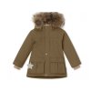 Technicky špičková bunda na zimu pro děti v hnědé barvě od značky Mini A Ture - s kožíškem na kapuci