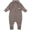Dětský merino overal v tlustém provedení na podzim a zimu v hnědé barvě
