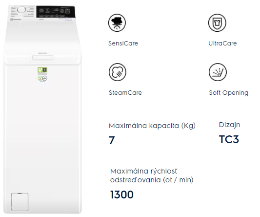 Vrchom plnená práčka Electrolux EW8T3372C