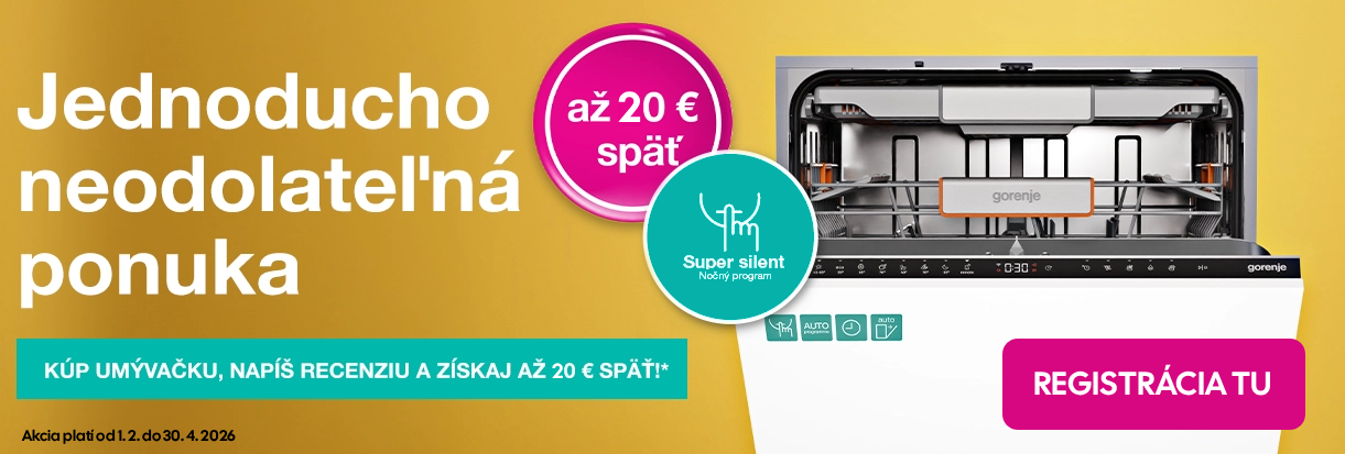 Gorenje Cashback umývačka GV16B - 20 EUR