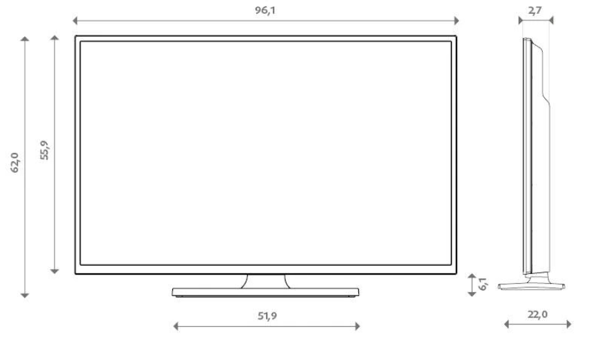 Rozmery televízora SAMSUNG QE43QN90F