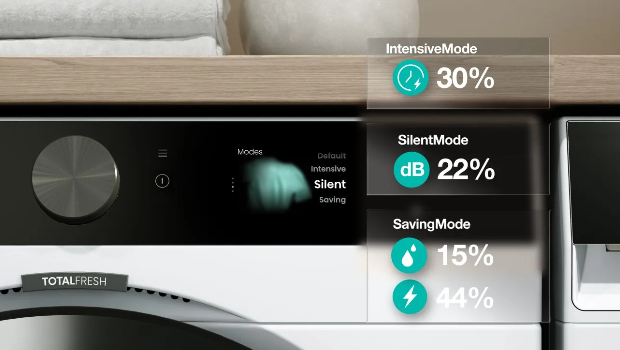 Keď potrebujete ticho, režim SilentMode zabezpečí veľmi tiché pranie. Je ideálny na nočné cykly, do spoločných priestorov alebo vtedy, keď spí dieťa. Hluk udržiava na minime bez zníženia účinnosti prania.