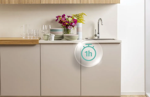 Vstavaná umývačka riadu Gorenje GV16B ponúka program pracuje pri 65 °C a zvládne všetko dokonale umyť za hodinu.