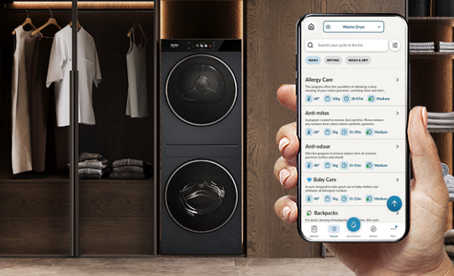 Po pripojení k Wi-Fi môžete praciu vežu Haier CLC108GNU1 ovládať cez aplikáciu hOn