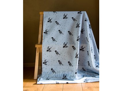 Úplet bio bavlna ptáčci na modré