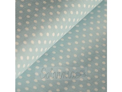 Popelín bio bavlna puntíky mátová