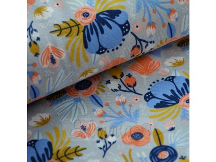 Úplet bio bavlna květy