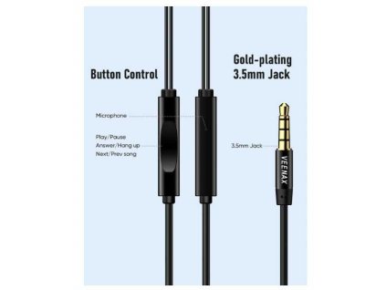 Veenax M2 - drátová stereo sluchátka do uší s mikrofonem