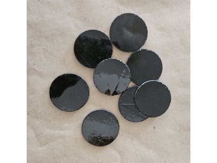 Sklenené kruhy, čierny opál, 10ks 3,5cm