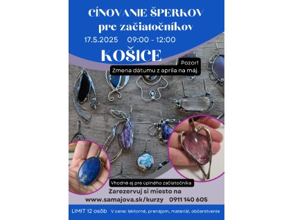 17.5.2025 Košice (sobota) Kurz cínovania šperkov pre začiatočníkov