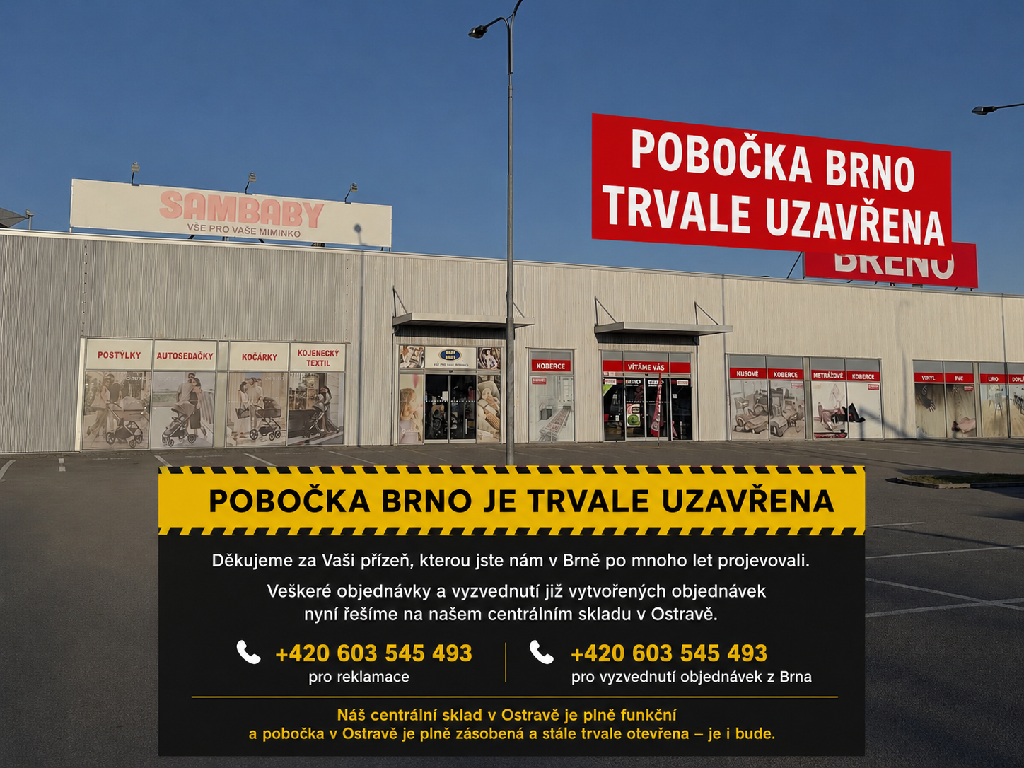 Prodejna v BRNĚ -TRVALE UZAVŘENA