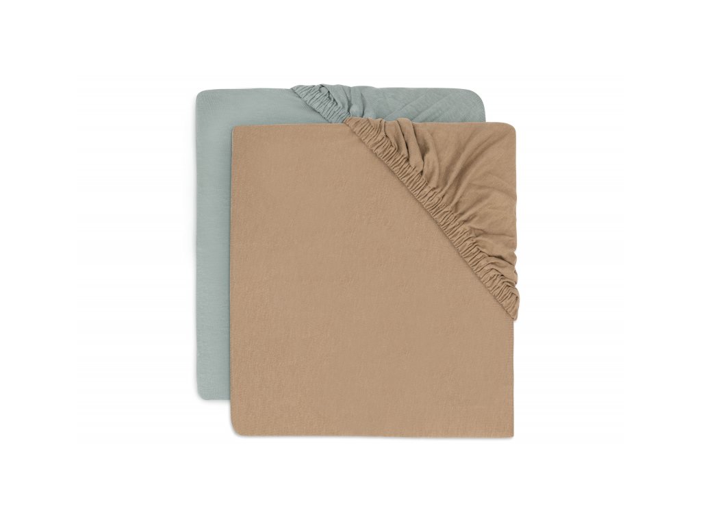 Jollein Prostěradla ze 100% bavlny 120x60cm -set 2ks Sea Green/Biscuit