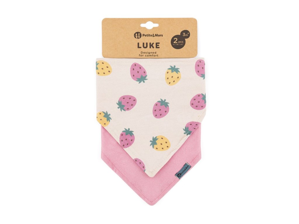 Petite Mars Bryndák bandana Luke 2 ks Beige Strawberies&Dusty Rose