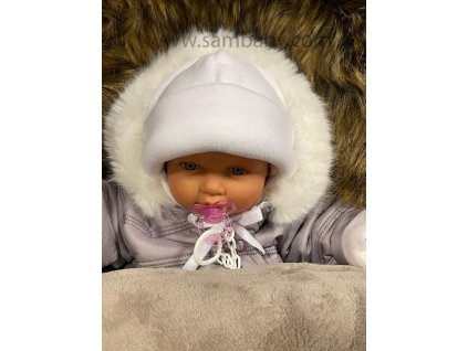 Eevi zimní čepice flauš zavazovací bílá - vel.62