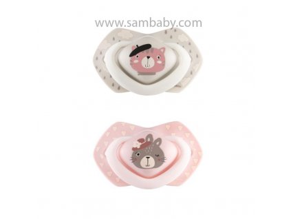 Canpol babies set symetrických silikonových dudlíků BONJOUR PARIS růžový - 18+m