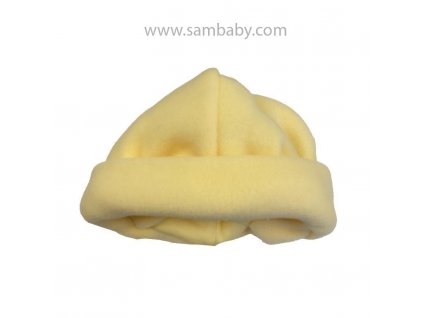 Eevi zimní čepice flauš zavazovací žlutá - vel.68