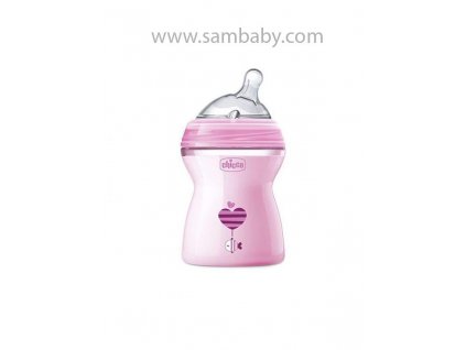 CHICCO Láhev kojenecká Natural Feeling 250 ml, dívka 2m +