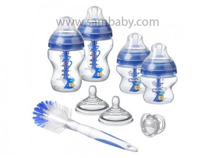 TOMMEE TIPPEE SADA KOJENECKÝCH LAHVIČEK C2N ANTI-COLIC S KARTÁČEM BLUE