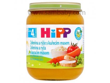 HIPP BIO zeleninová omáčka s rýží a kuřetem (125 g) - maso-zeleninový příkrm