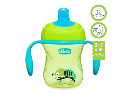 CHICCO Hrneček Training s držadly 200 ml, zelený 6m +