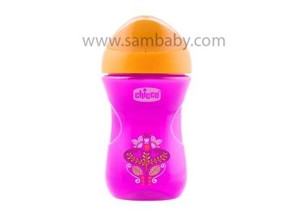 CHICCO Hrneček Chicco Snadný s hubičkou 266 ml, růžovooranžový 12m+
