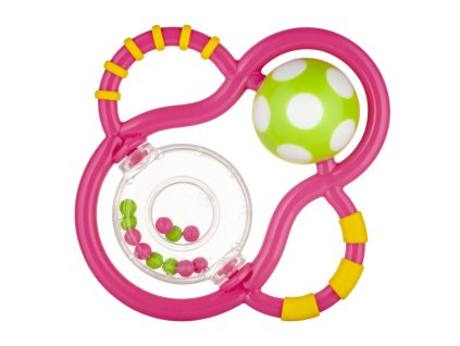 Canpol babies Chrastítko Kopačák s barevnými kuličkami růžové