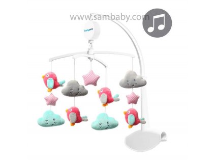 Babyono Hračka Kolotoč hudební obláčky a ptáčci 0m+
