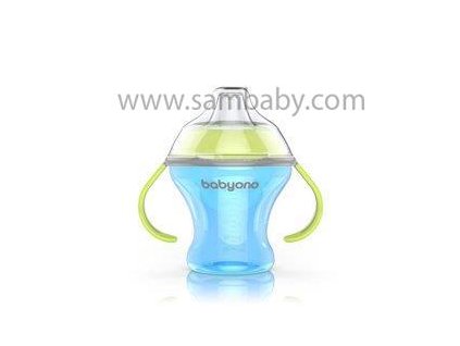 Babyono Hrnek netekoucí s měkkým náustkem NATURAL NURSING 180 ml modrý